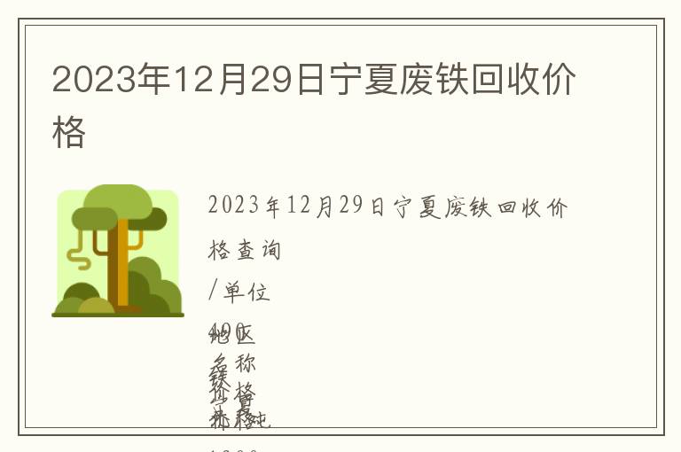 2023年12月29日寧夏廢鐵回收價(jià)格