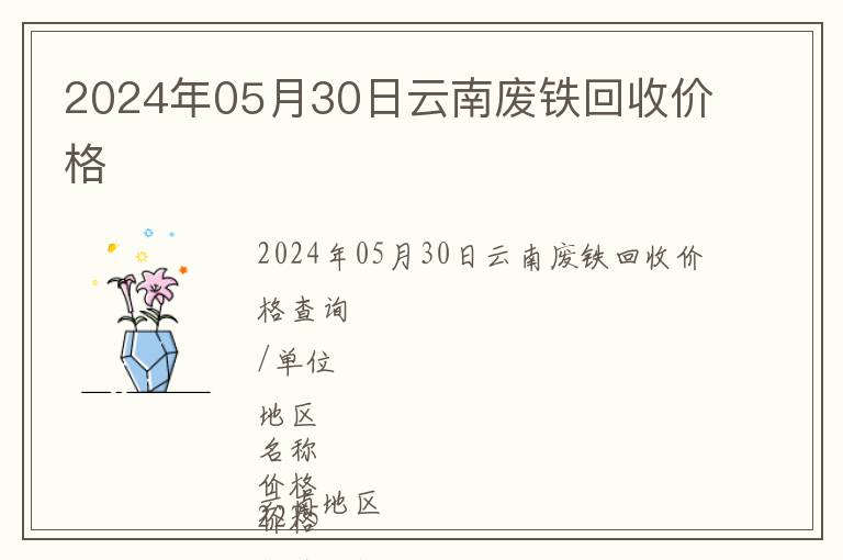 2024年05月30日云南廢鐵回收價格