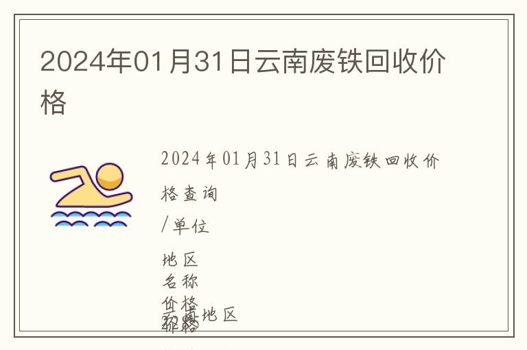 2024年01月31日云南廢鐵回收價(jià)格