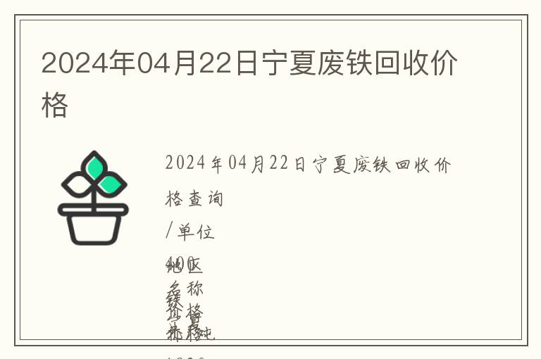 2024年04月22日寧夏廢鐵回收價格