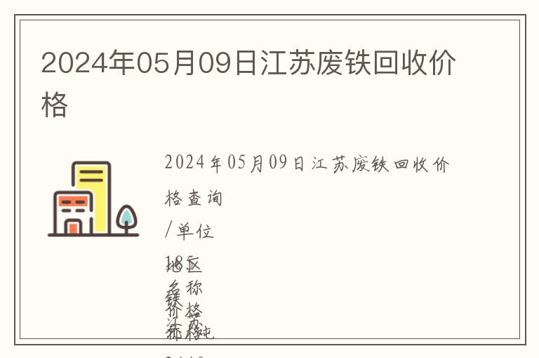 2024年05月09日江蘇廢鐵回收價格