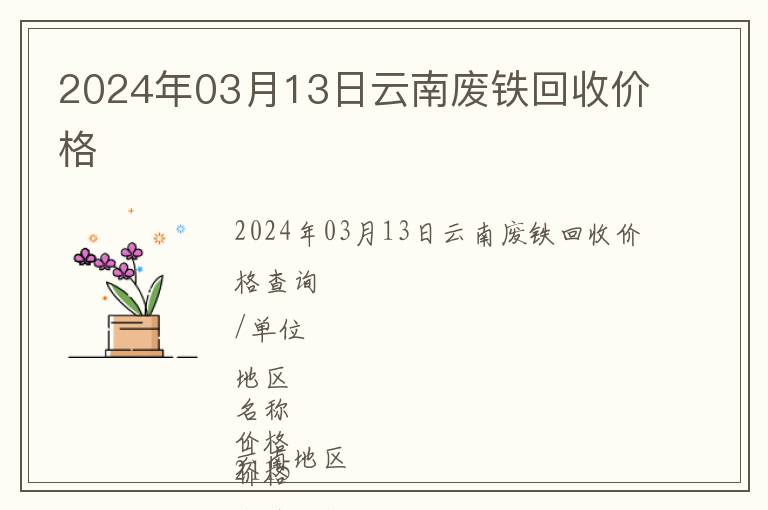 2024年03月13日云南廢鐵回收價格