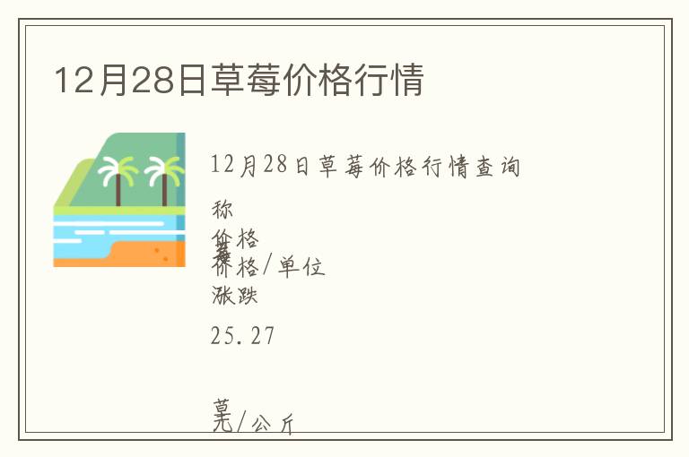 12月28日草莓價格行情