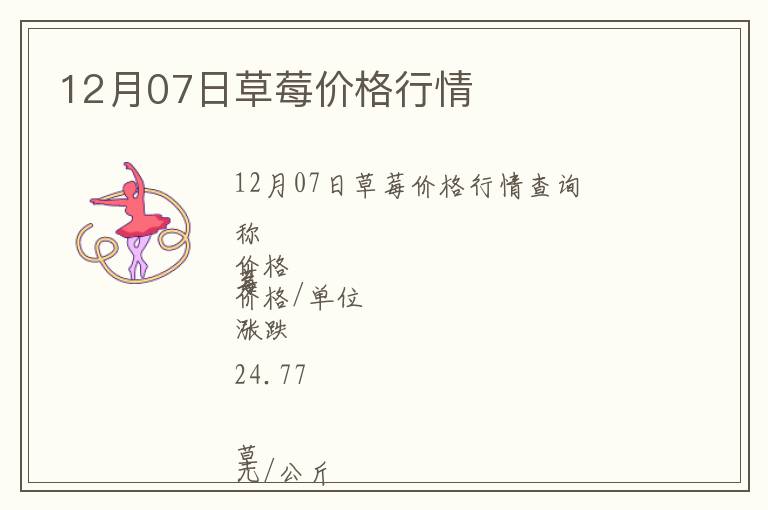 12月07日草莓價(jià)格行情