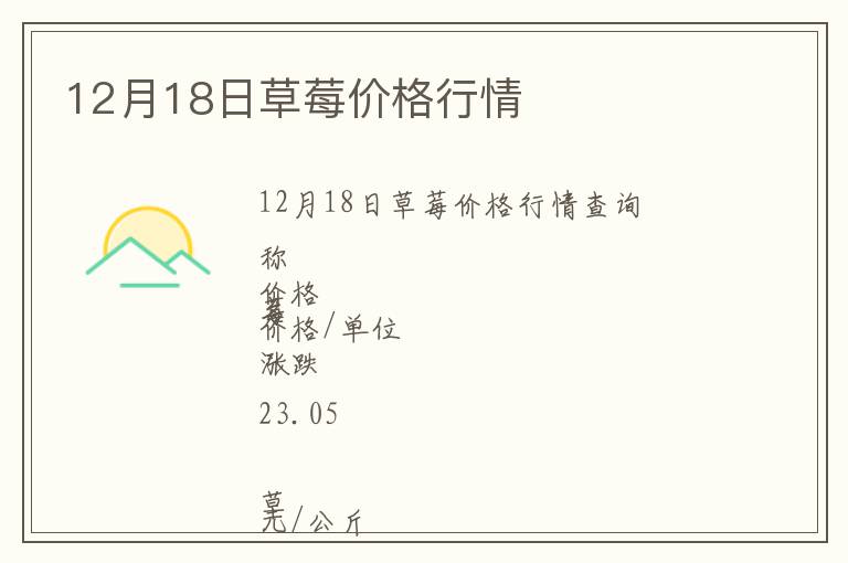 12月18日草莓價(jià)格行情