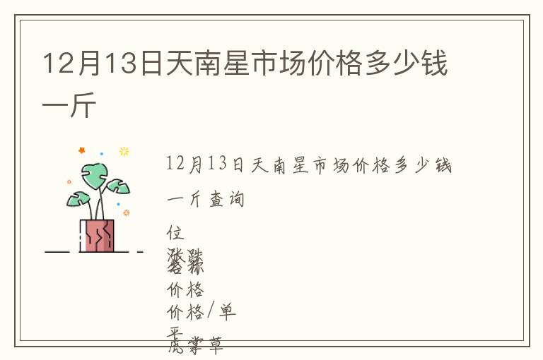 12月13日天南星市場價格多少錢一斤