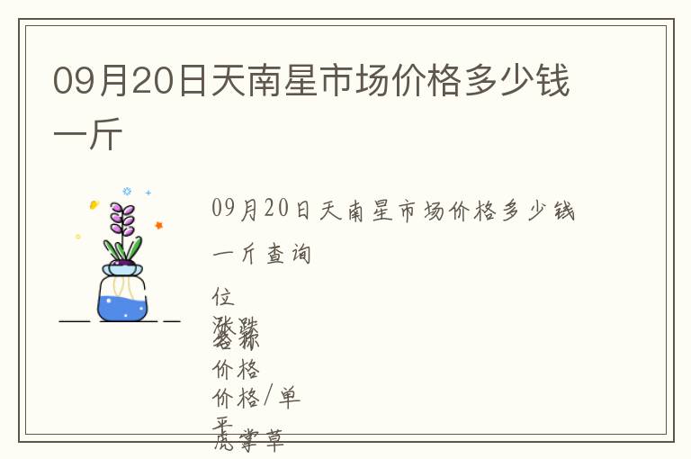 09月20日天南星市場價格多少錢一斤