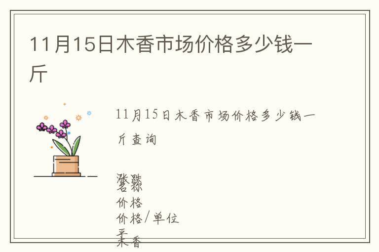 11月15日木香市場價(jià)格多少錢一斤