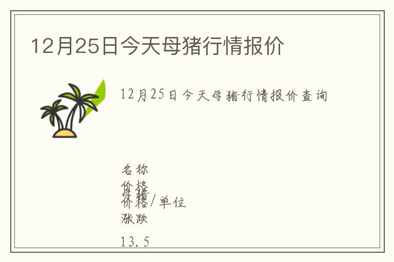 12月25日今天母豬行情報價