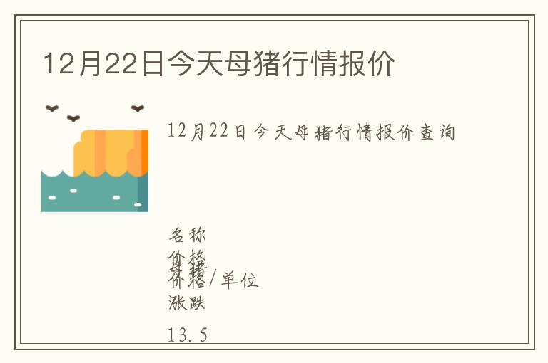 12月22日今天母豬行情報價