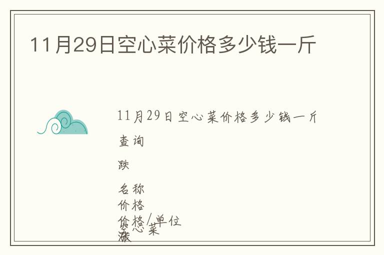 11月29日空心菜價格多少錢一斤