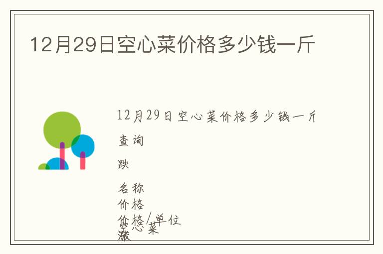 12月29日空心菜價格多少錢一斤