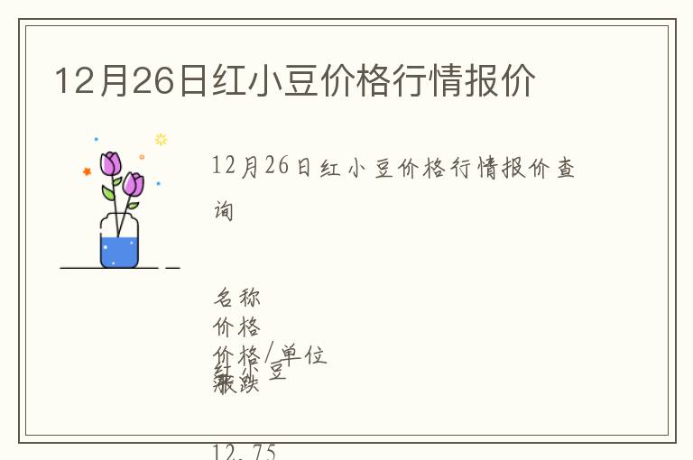 12月26日紅小豆價格行情報價