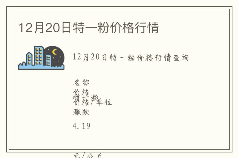 12月20日特一粉價格行情