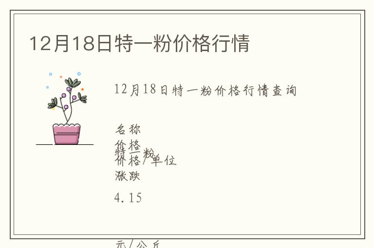 12月18日特一粉價格行情