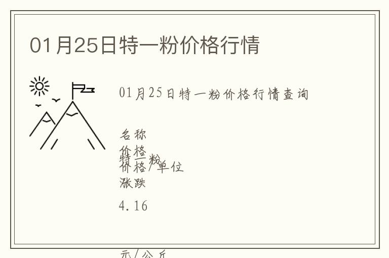 01月25日特一粉價格行情