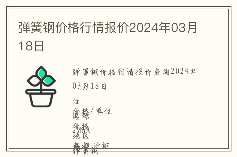 彈簧鋼價格行情報價2024年03月18日