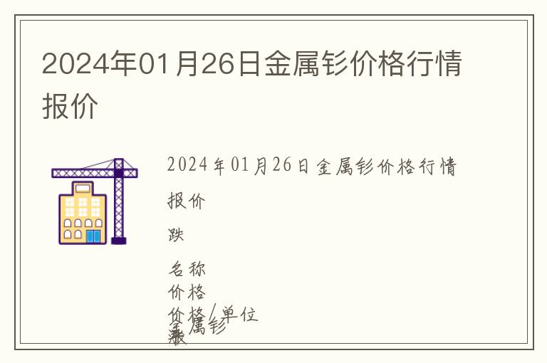 2024年01月26日金屬釤價格行情報價