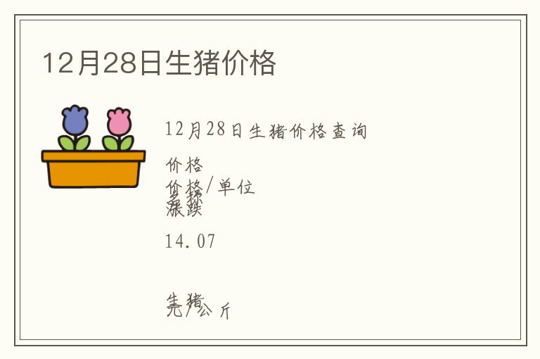 12月28日生豬價格