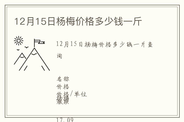 12月15日楊梅價格多少錢一斤