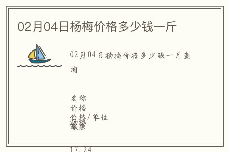 02月04日楊梅價格多少錢一斤