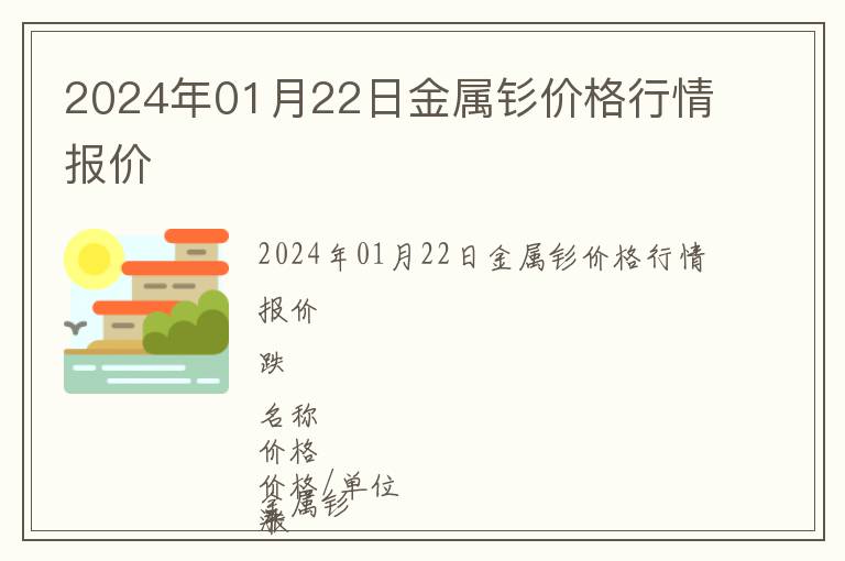 2024年01月22日金屬釤價格行情報價