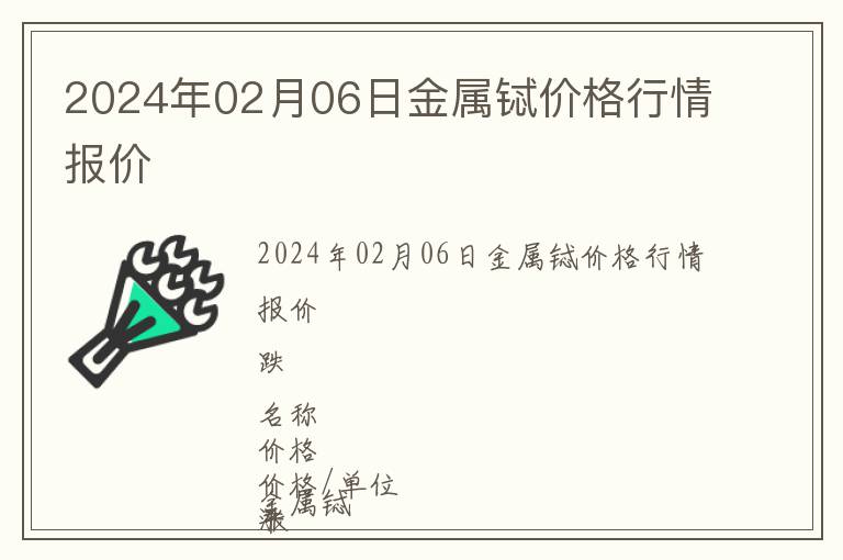 2024年02月06日金屬鋱價格行情報價