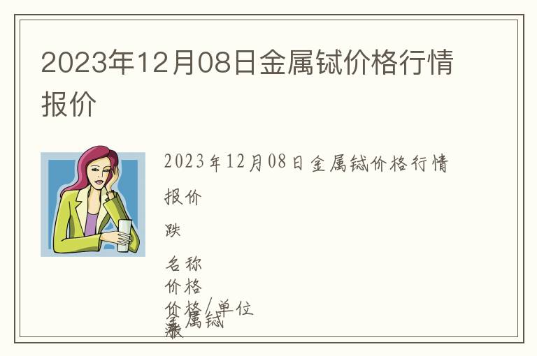 2023年12月08日金屬鋱價格行情報價