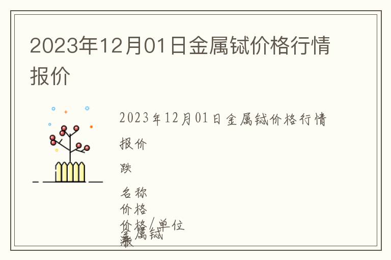 2023年12月01日金屬鋱價格行情報價