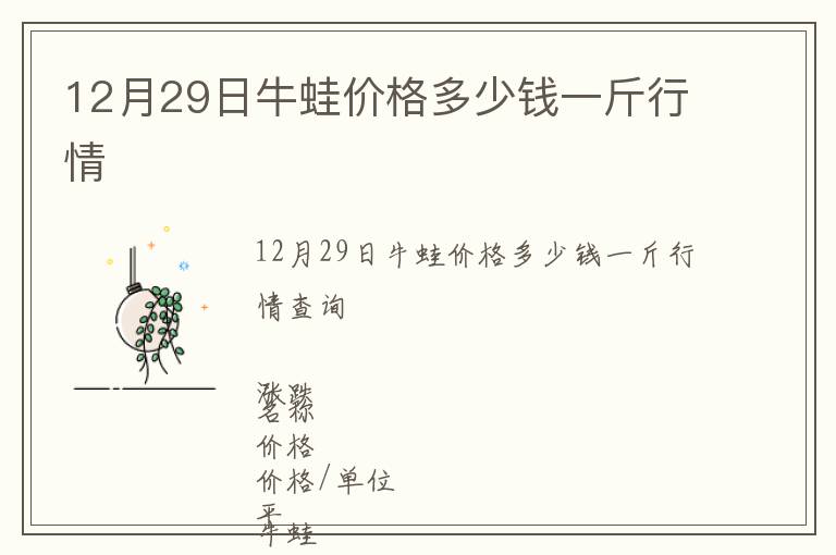 12月29日牛蛙價格多少錢一斤行情