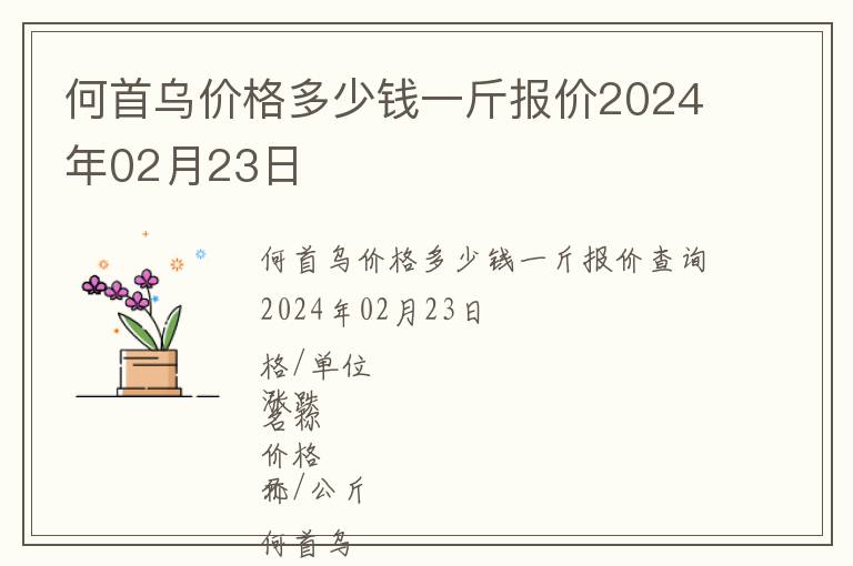 何首烏價格多少錢一斤報價2024年02月23日