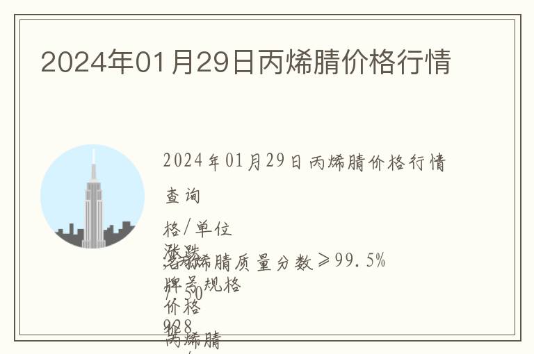 2024年01月29日丙烯腈價格行情