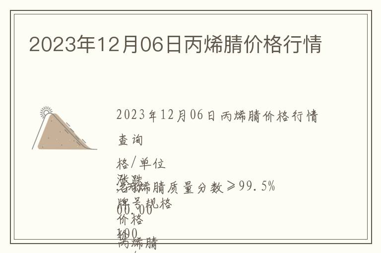 2023年12月06日丙烯腈價(jià)格行情