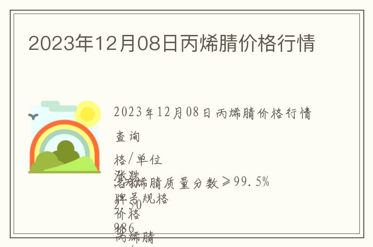 2023年12月08日丙烯腈價格行情