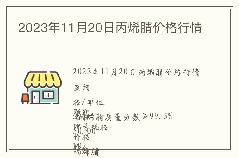 2023年11月20日丙烯腈價格行情