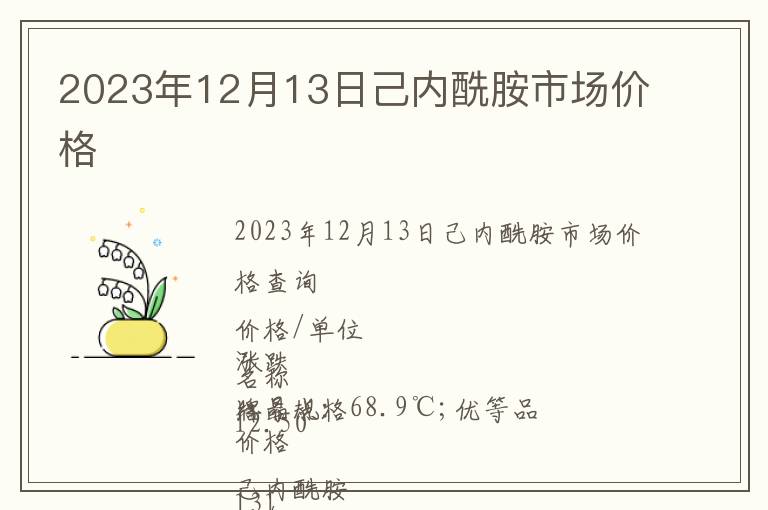 2023年12月13日己內酰胺市場價格