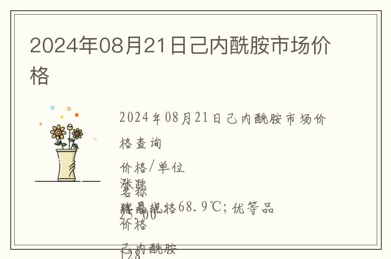 2024年08月21日己內(nèi)酰胺市場價(jià)格