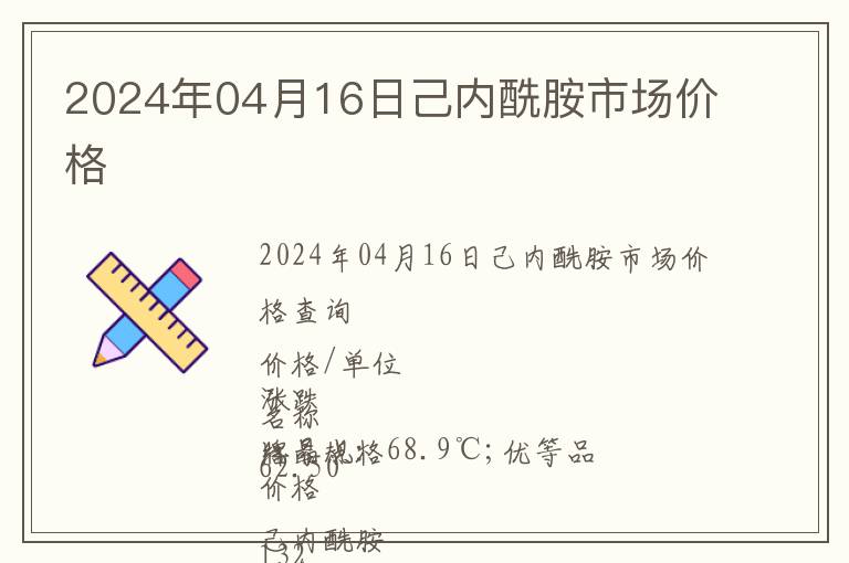 2024年04月16日己內酰胺市場價格