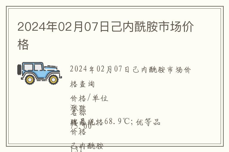 2024年02月07日己內(nèi)酰胺市場價格