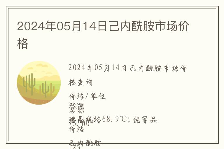 2024年05月14日己內(nèi)酰胺市場價格