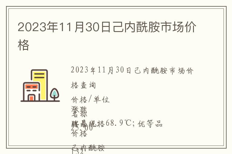 2023年11月30日己內酰胺市場價格