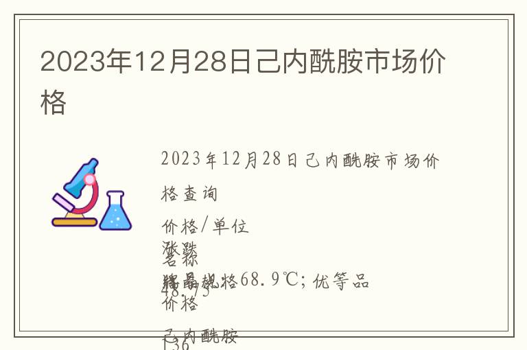 2023年12月28日己內酰胺市場價格