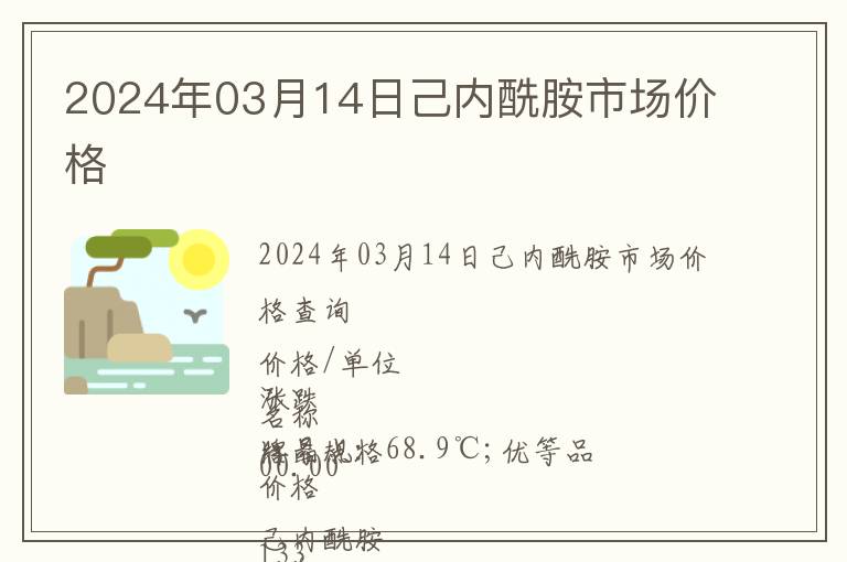 2024年03月14日己內酰胺市場價格