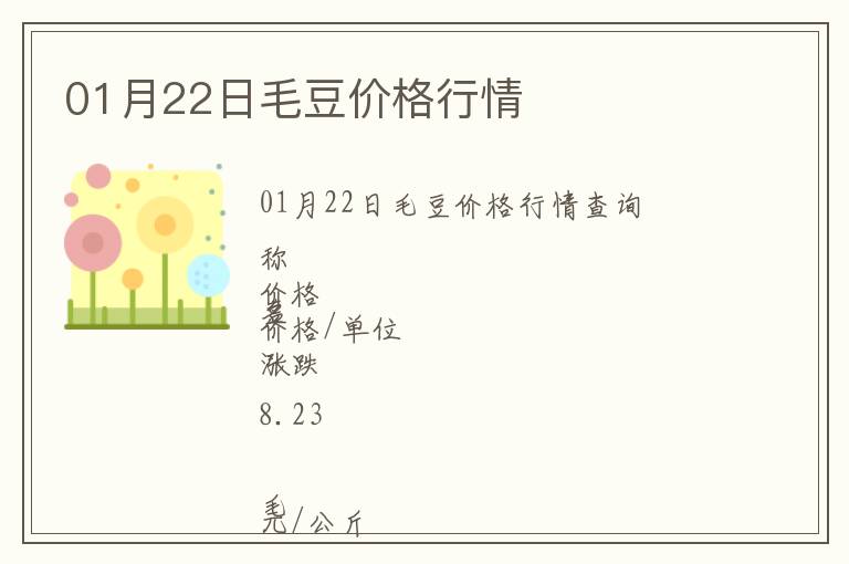 01月22日毛豆價格行情