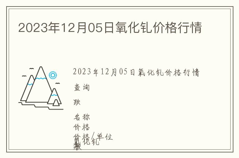 2023年12月05日氧化釓價格行情