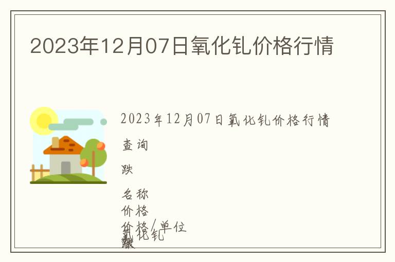 2023年12月07日氧化釓價格行情