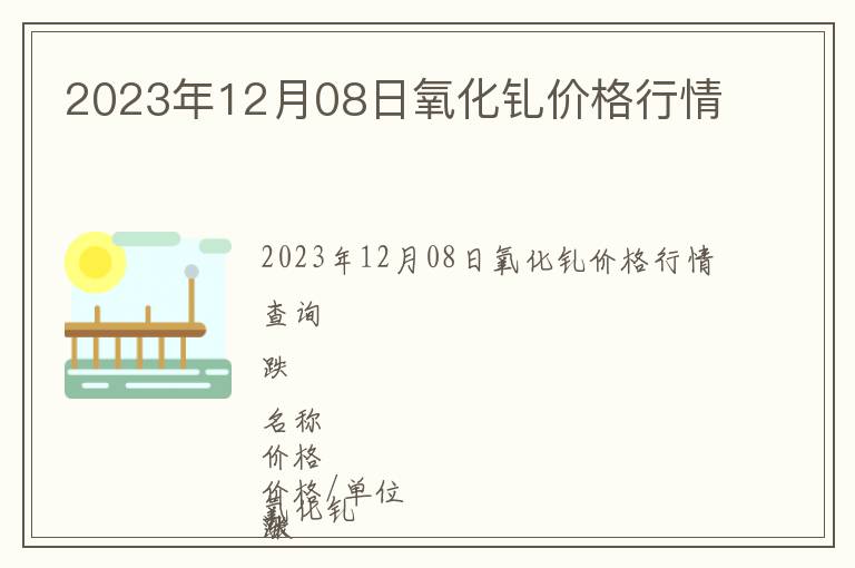 2023年12月08日氧化釓價(jià)格行情