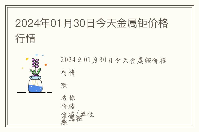 2024年01月30日今天金屬钷價格行情