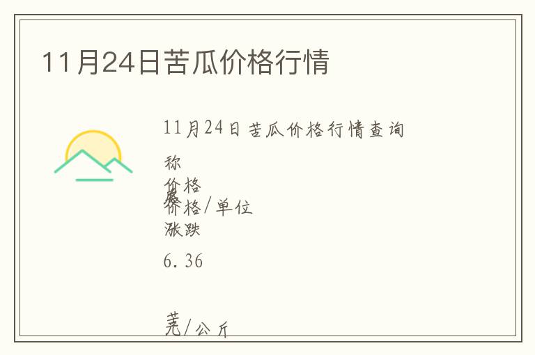 11月24日苦瓜價格行情