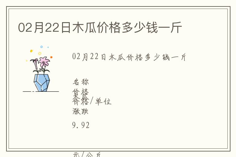 02月22日木瓜價格多少錢一斤